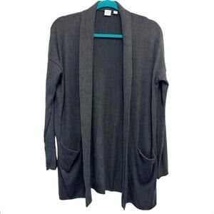 Gap Merino Wool Blend Cardigan Medium Charcoal Gray Open Front Sweater